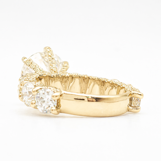 Round Brilliant Diamond Band With Hidden Halo 6 Prong Pavé Ring – Lab Grown Diamond – 14K/18K Yellow Gold – 126 Side Stones