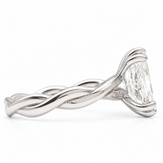 Radiant Cut Split Spiral Band Solitaire Ring – Lab Grown Diamond – 14K/18K Gold