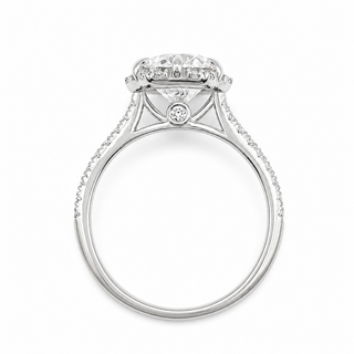 Round Brilliant Flower Pavé Ring – Lab Grown Diamond – 14K/18K White Gold – 32 Side Stones