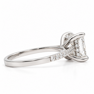 Princess Cut With Hidden Halo And Pavé Setting Ring – Lab Grown Diamond – 14K/18K Gold – 34 Side Stones