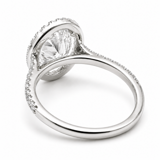 Oval Brilliant Pavé with Halo Ring  – Lab Grown Diamond – 14K/18K White Gold – 44 Side Stones