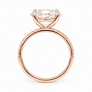 Oval Brilliant Pavé Ring – Lab Grown Diamond – 14K/18K Rose Gold – 20 Side Stones