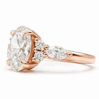 Oval Brilliant with Marquise Band – Lab-Grown Diamond – 14K/18K Rose Gold – 6 Side Stones
