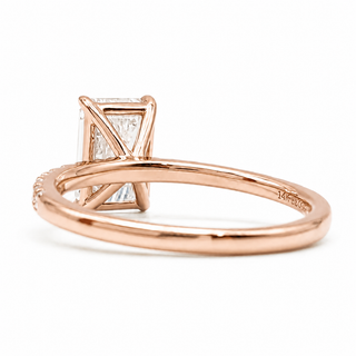 Emerald Cut with Pavé Band – Lab-Grown Diamond – 14K/18K Rose Gold – 18 Side Stones