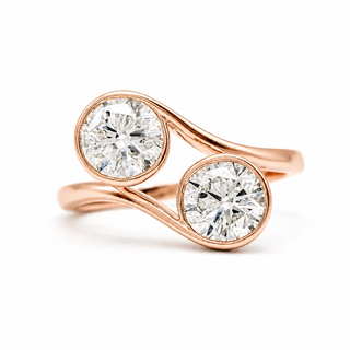 Round Brilliant 2 Stone Ring – Lab Grown Diamond – 14K/18K Gold
