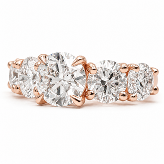 Round Brilliant Degrade Ring – Lab Grown Diamond – 14K/18K Rose Gold – 6 Side Stones