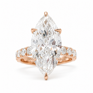 Marquise Brilliant Pavé Ring – Lab Grown Diamond – 14K/18K Yellow Gold – 16 Side Stones
