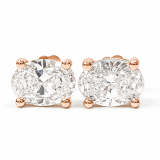 Oval Brilliant Earrings – Lab Grown Diamonds – 14K/18K Rose Gold – Stud Earrings