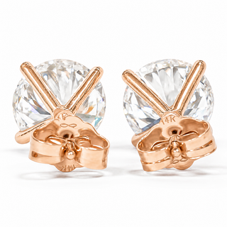 Round Brilliant Earrings – Lab Grown Diamonds – 14K/18K Rose Gold – Stud Earrings