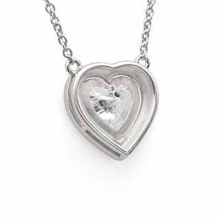 Heart Brilliant – Lab Grown Diamond – 14K/18K White Gold – Solitaire With Halo Necklace