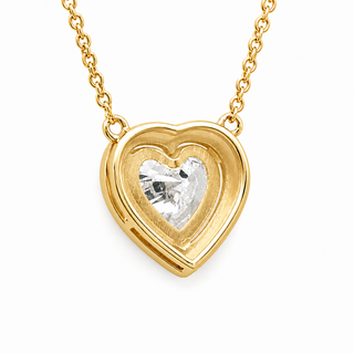 Heart Brilliant – Lab Grown Diamond – 14K/18K Yellow Gold – Solitaire With Halo Necklace