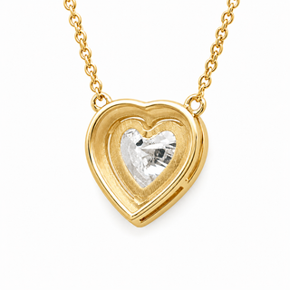 Heart Brilliant – Lab Grown Diamond – 14K/18K Yellow Gold – Solitaire With Halo Necklace
