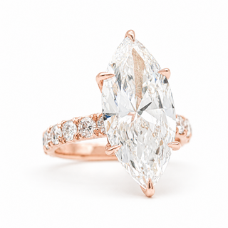 Marquise Brilliant Pavé Ring – Lab Grown Diamond – 14K/18K Yellow Gold – 16 Side Stones