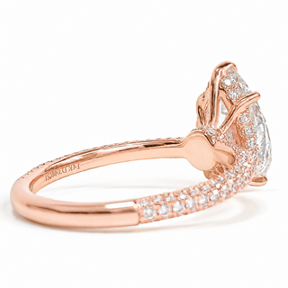 Pear Shape Three Row Pavé Ring with Hidden Halo – Lab Grown Diamond – 14K/18K Rose Gold – 133 Side Stones