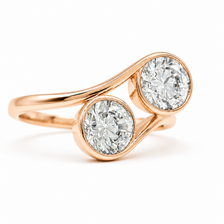 Round Brilliant 2 Stone Ring – Lab Grown Diamond – 14K/18K Gold
