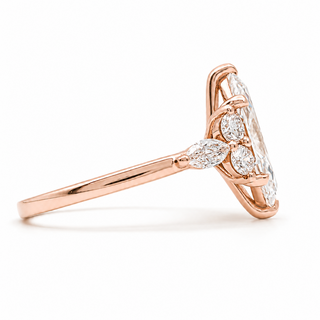 Marquise Brilliant Pavé Ring – Lab Grown Diamond – 14K/18K Yellow Gold – 6 Side Stones