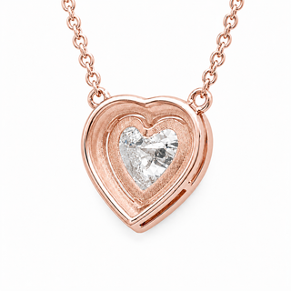 Heart Brilliant – Lab Grown Diamond – 14K/18K Rose Gold – Solitaire With Halo Necklace