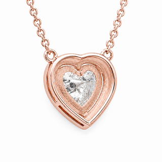 Heart Brilliant – Lab Grown Diamond – 14K/18K Rose Gold – Solitaire With Halo Necklace