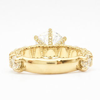 Round Brilliant Diamond Band With Hidden Halo 6 Prong Pavé Ring – Lab Grown Diamond – 14K/18K Yellow Gold – 126 Side Stones