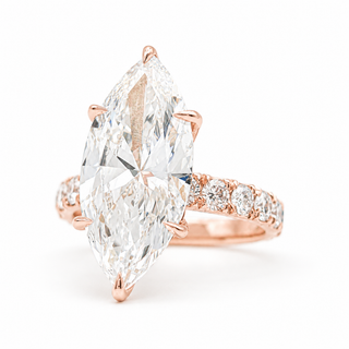 Marquise Brilliant Pavé Ring – Lab Grown Diamond – 14K/18K Yellow Gold – 16 Side Stones