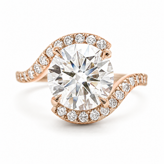 Round Brilliant Spiral Pavé Ring  – Lab Grown Diamond – 14K/18K Gold – 32 Side Stones