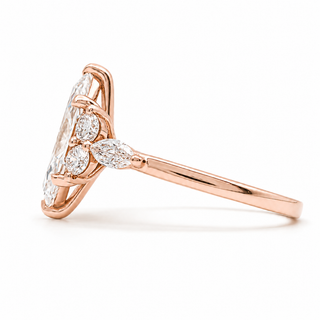 Marquise Brilliant Pavé Ring – Lab Grown Diamond – 14K/18K Yellow Gold – 6 Side Stones