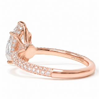Pear Shape Three Row Pavé Ring with Hidden Halo – Lab Grown Diamond – 14K/18K Rose Gold – 133 Side Stones