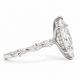 Marquise Brilliant with Marquise Band and Hidden Halo Ring – Lab-Grown Diamond – 14K/18K Gold – 26 Side Stones