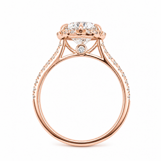 Round Brilliant Flower Pavé Ring – Lab Grown Diamond – 14K/18K Gold – 32 Side Stones