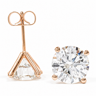 Round Brilliant Earrings – Lab Grown Diamonds – 14K/18K Rose Gold – Stud Earrings