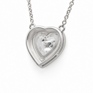 Heart Brilliant – Lab Grown Diamond – 14K/18K White Gold – Solitaire With Halo Necklace