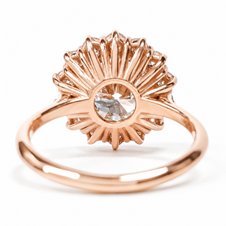 Round Brilliant Diana Ring – Lab Grown Diamond – 14K/18K Rose Gold – 14 Side Stones