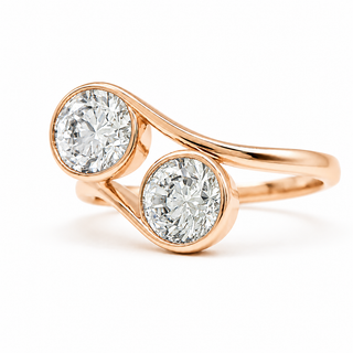 Round Brilliant 2 Stone Ring – Lab Grown Diamond – 14K/18K Gold