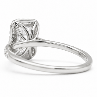 Emerald Cut with Pavé Band and Halo – Lab-Grown Diamond – 14K/18K White Gold – 40 Side Stones