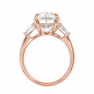 Pear Shape 3 Stone Ring – Lab Grown Diamond – 14K/18K Rose Gold – 2 Side Stones