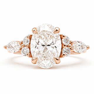 Oval Brilliant with Marquise Band – Lab-Grown Diamond – 14K/18K Gold – 6 Side Stones