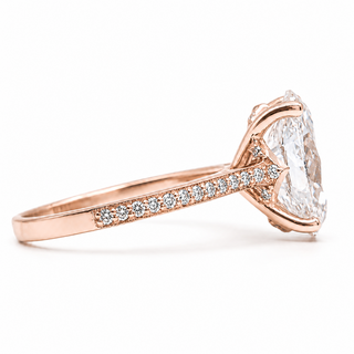 Oval Brilliant Split Pavé Ring – Lab Grown Diamond – 14K/18K Rose Gold – 36 Side Stones