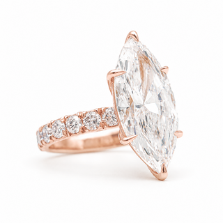 Marquise Brilliant Pavé Ring – Lab Grown Diamond – 14K/18K Yellow Gold – 16 Side Stones