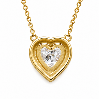 Heart Brilliant – Lab Grown Diamond – 14K/18K Yellow Gold – Solitaire With Halo Necklace