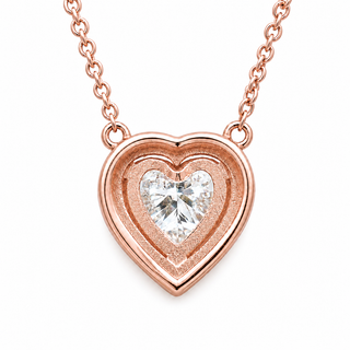 Heart Brilliant – Lab Grown Diamond – 14K/18K Rose Gold – Solitaire With Halo Necklace