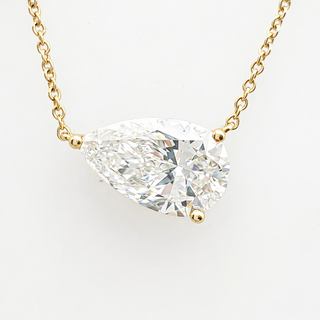 Pear Shape – Lab Grown Diamond – 14K/18K Yellow Gold – Solitaire Necklace