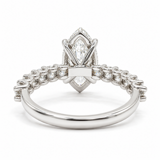 Marquise Brilliant Pavé Ring – Lab Grown Diamond – 14K/18K Gold – 12 Side Stones