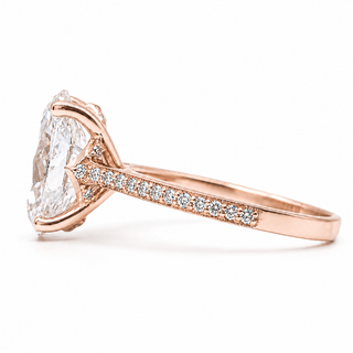 Oval Brilliant Split Pavé Ring – Lab Grown Diamond – 14K/18K Rose Gold – 36 Side Stones