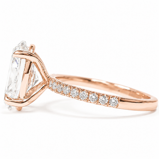 Oval Brilliant Pavé Ring – Lab Grown Diamond – 14K/18K Rose Gold – 18 Side Stones