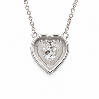 Heart Brilliant – Lab Grown Diamond – 14K/18K White Gold – Solitaire With Halo Necklace