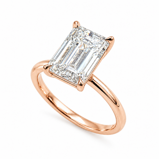 Emerald Cut Solitaire Ring – Lab-Grown Diamond – 14K/18K Gold