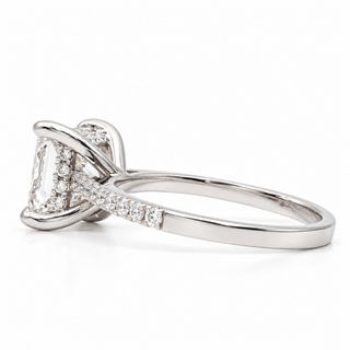Princess Cut With Hidden Halo And Pavé Setting Ring – Lab Grown Diamond – 14K/18K Gold – 34 Side Stones