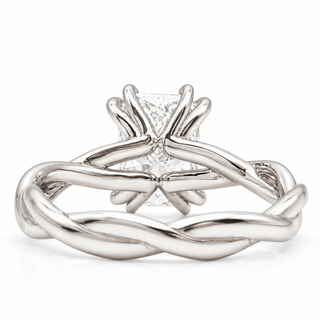 Radiant Cut Split Spiral Band Solitaire Ring – Lab Grown Diamond – 14K/18K Gold