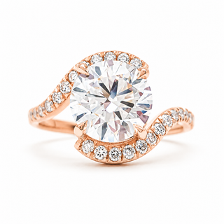 Round Brilliant Spiral Pavé Ring  – Lab Grown Diamond – 14K/18K Gold – 32 Side Stones