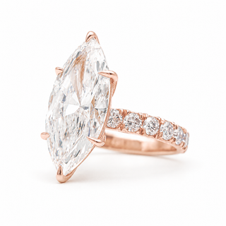 Marquise Brilliant Pavé Ring – Lab Grown Diamond – 14K/18K Yellow Gold – 16 Side Stones